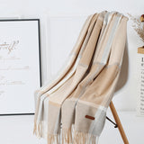 Cozy Color Block Fringe Scarf - Khaki Shawl for Fall and Winter