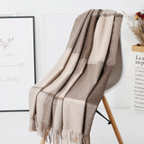 Cozy Color Block Fringe Scarf - Camel for Fall and Winter
