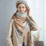 Cozy Color Block Fringe Scarf - Red Shawl for Fall and Winter