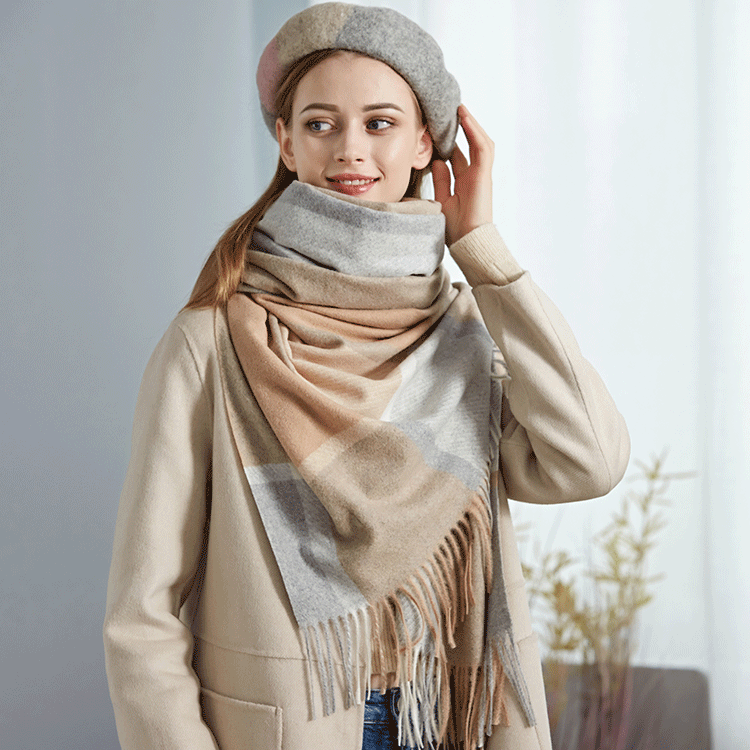 Cozy Color Block Fringe Scarf - Black and White Shawl for Fall and Winter