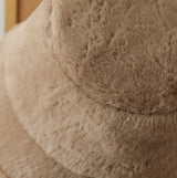 Plush Bucket Hat with Ear Flaps,Warm Furry Winter Hat in Khaki-One size (54-59cm) adjustable - 45-Degree Angle