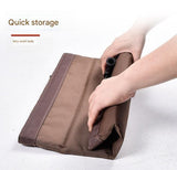 Portable Folding Beach Chair - Reclining Outdoor Seat 68x39.5x40.5cm with Carry Bag in brown - Close-Up Angle