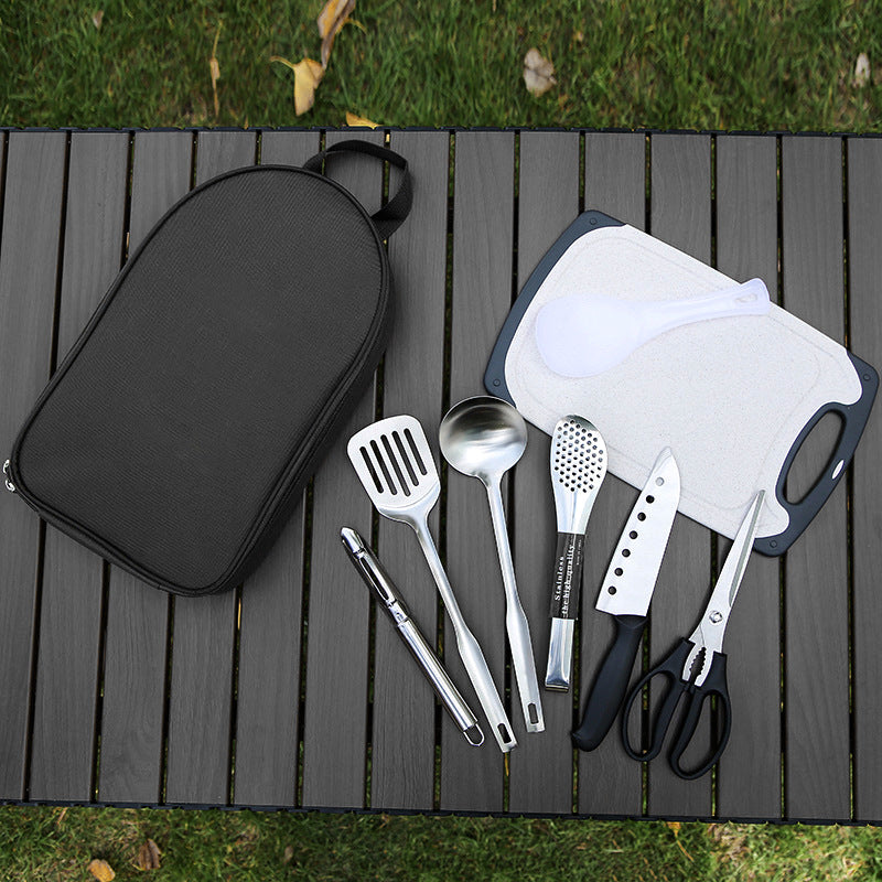 Portable Kitchen Utensil Storage Bag - Lightweight Organizer for Camping and Outdoor Cooking, Green