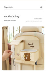 Car Seat Back Organizer with Practical design-Multi-Pocket Storage for Tissues and Gadgets-Black