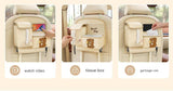 Car Seat Back Organizer with Practical design-Multi-Pocket Storage for Tissues and Gadgets-Cute bear(Beige) - Low Angle