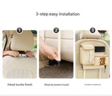 Car Seat Back Organizer with Practical design-Multi-Pocket Storage for Tissues and Gadgets-Cute bear(Brown) - Side View