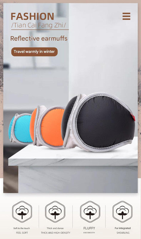Dark blue Winter Comfort Folding Earmuffs - Soft Fleece, Windproof and Waterproof