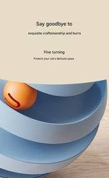 Blue Interactive Cat Scratching Ball Toy - Multi-layer Track with Rolling Ball - Top-Down View