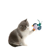 Interactive Plush Cat Toy - Lifelike Bird with Chirping Sounds and Feathers,Blue Gray - Side View