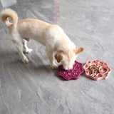 Silicone Dog Slow Feeder and Licking Mat - 2 in 1 Puzzle Bowl for Dog Slow Feeding(Peach pink) - 45-Degree Angle