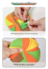 Interactive Dog Snuffle Ball Toy - Puzzle Treat Dispenser with Squeaker, green - Top-Down View