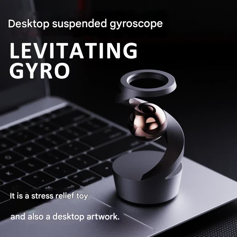 Desktop Levitating Gyro,Magnetic Floating Desk Toy for Stress Relief, Elegant Design-silver