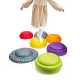 Rainbow Balance Stepping Stone - Sensory Training Toy for Kids, Camouflage blue circle Step - Side View