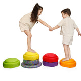 Rainbow Balance Stepping Stone - Sensory Training Toy for Kids, Camouflage blue circle Step - Top-Down View