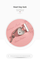 Heart Lock Diary with Key - Vintage Style Journal, Pink PU Leather, Secure and Elegant - Front View
