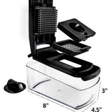 18-Piece Multi-Function Vegetable Chopper, Rotary Grater, Spiralizer and Slicer for Home Kitchen (All Black) - Front View