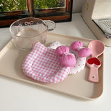 Korean INS Kitty Quilt Insulation Pad, Cute Fabric Kitchen Mat, Desktop Decoration (Pink) - Top-Down View