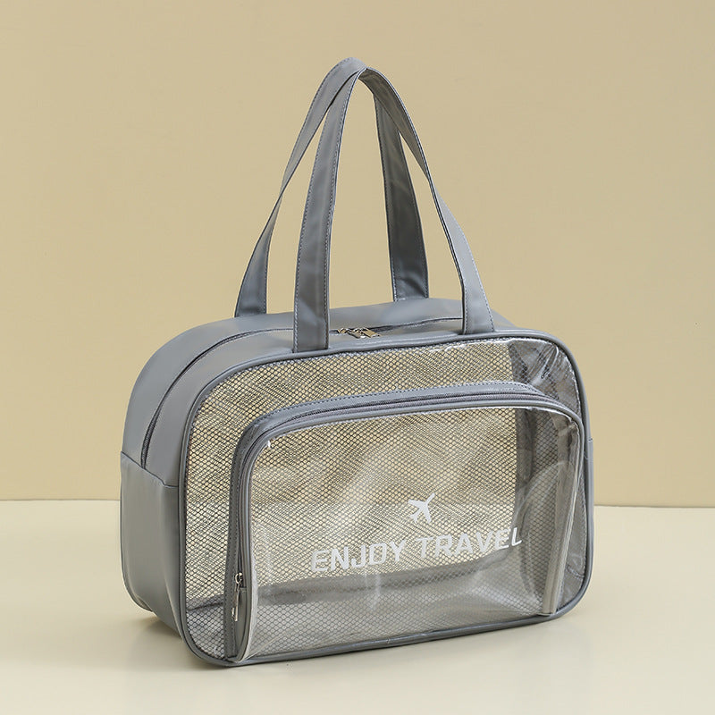 Waterproof beach bag with wet and dry separation, gym and swim storage bag, toiletries and cosmetic bag for swimsuits and goggles (Gray has no shoe