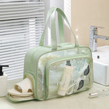 Waterproof beach bag with wet and dry separation, gym and swim storage bag, toiletries and cosmetic bag for swimsuits and goggles (Gray has no shoe compartment) - Side View