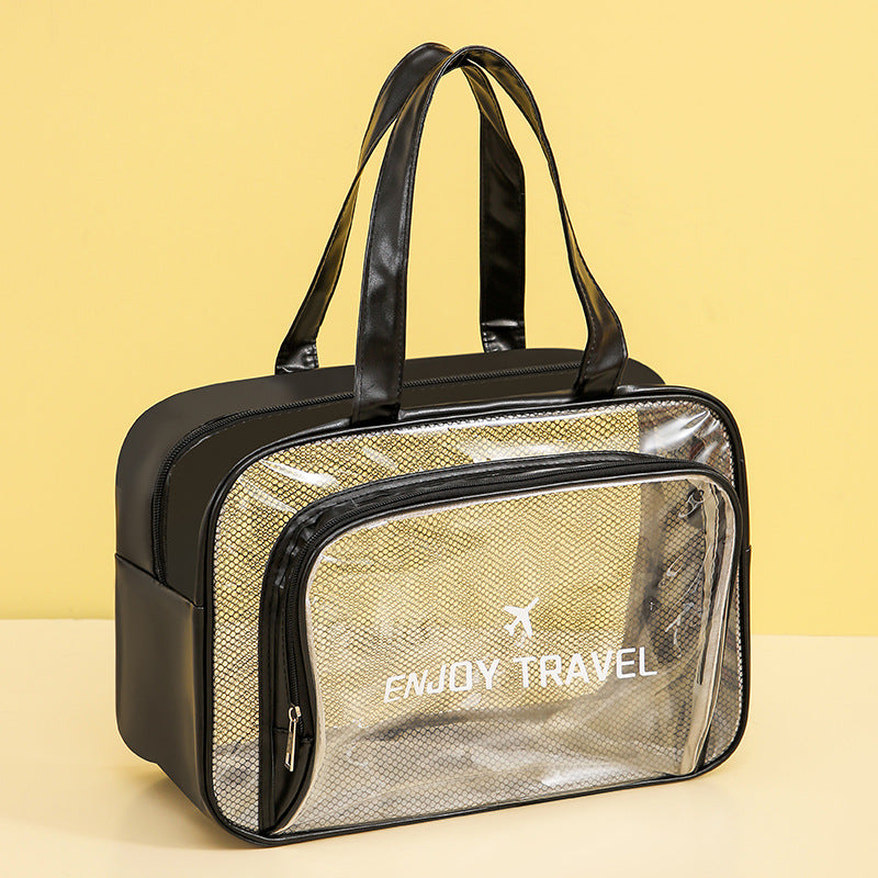 Waterproof beach bag with wet and dry separation, gym and swim storage bag, toiletries and cosmetic bag for swimsuits and goggles (Black has no shoe