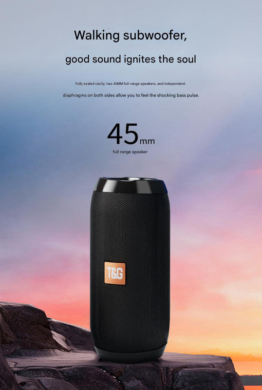 Black Portable Bluetooth Speaker - HiFi 360 Degree Audio Wireless Mini Speaker, Support Hands-free Calling