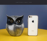Silver resin owl statue - modern perforated design for living room TV cabinet and entryway decoration