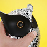 Black silver resin owl statue - modern perforated design for living room TV cabinet and entryway decoration - Top-Down View