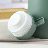 1000ml Red thermos bottle with wooden handle, double-layer glass liner coffee pot, suitable for hot and cold drinks - Close-Up Angle