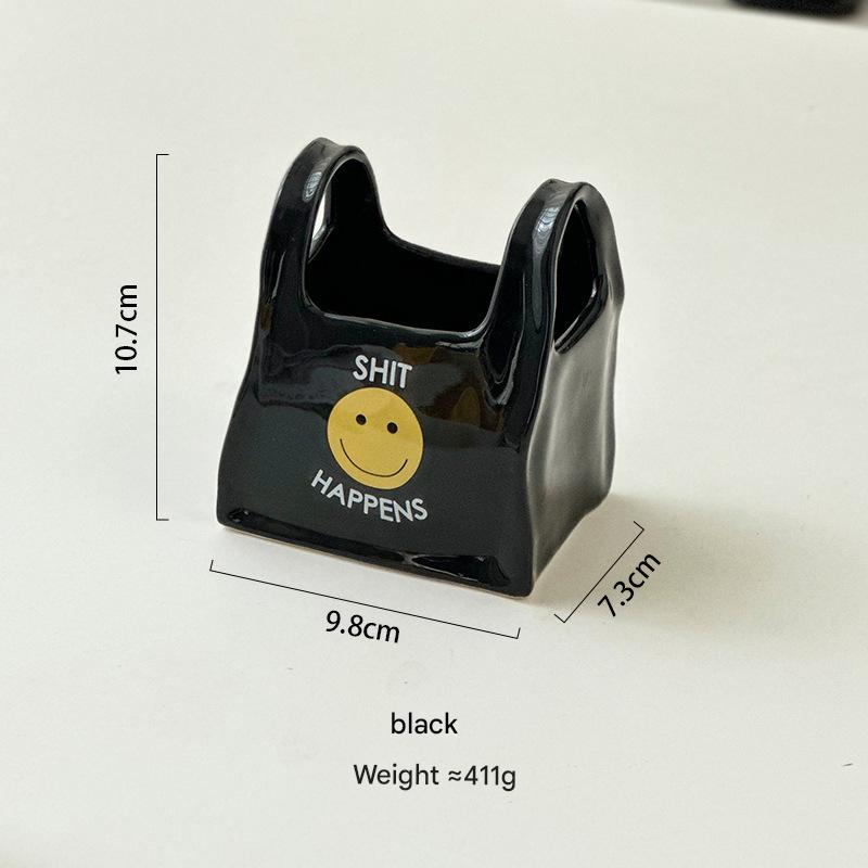 Black Ceramic Desktop Organizer - Cute Hand Shaped Pencil Holder and Makeup Brush Storage for Home a