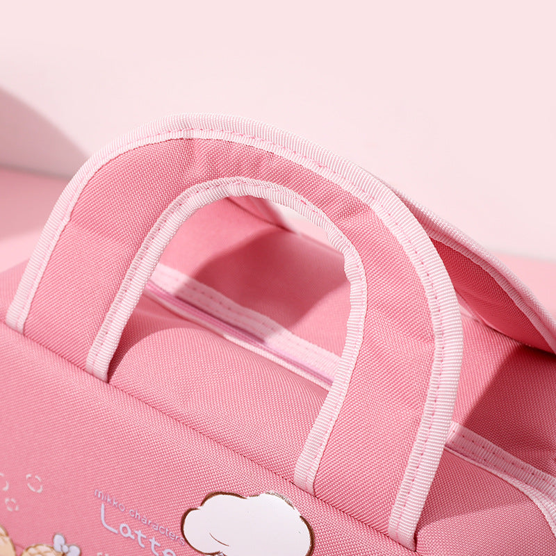 Blue (Ice Cream Bear) Cute Cartoon Lunch Bag - Large Capacity Insulated Handbag for Students and Office Use