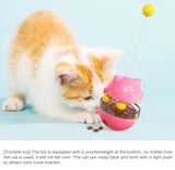 Cat Teaser Cup Toy, Interactive Treat Dispensing Ball with Wand (Blue)