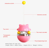 Cat Teaser Cup Toy, Interactive Treat Dispensing Ball with Wand (Green) - Side View