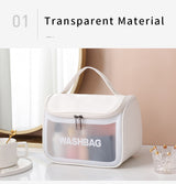 PVC Transparent Cosmetic Bag,Waterproof Portable Travel Organizer with Handle(white) - 45-Degree Angle
