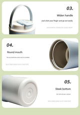 304 Stainless Steel Insulated Tumbler,Large Capacity with Handle and Cute Cloud Accessory(Green) - Rear View