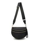 Oxford Cloth Crossbody Bag,Large Capacity Shell-Shaped Fanny Pack with Adjustable Strap(Black)