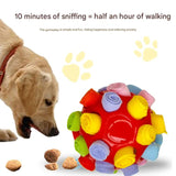 Rubber Snuffle Ball for Pets,Interactive Hollow Treat-Hiding Toy for Dogs and Cats(red) - Front View