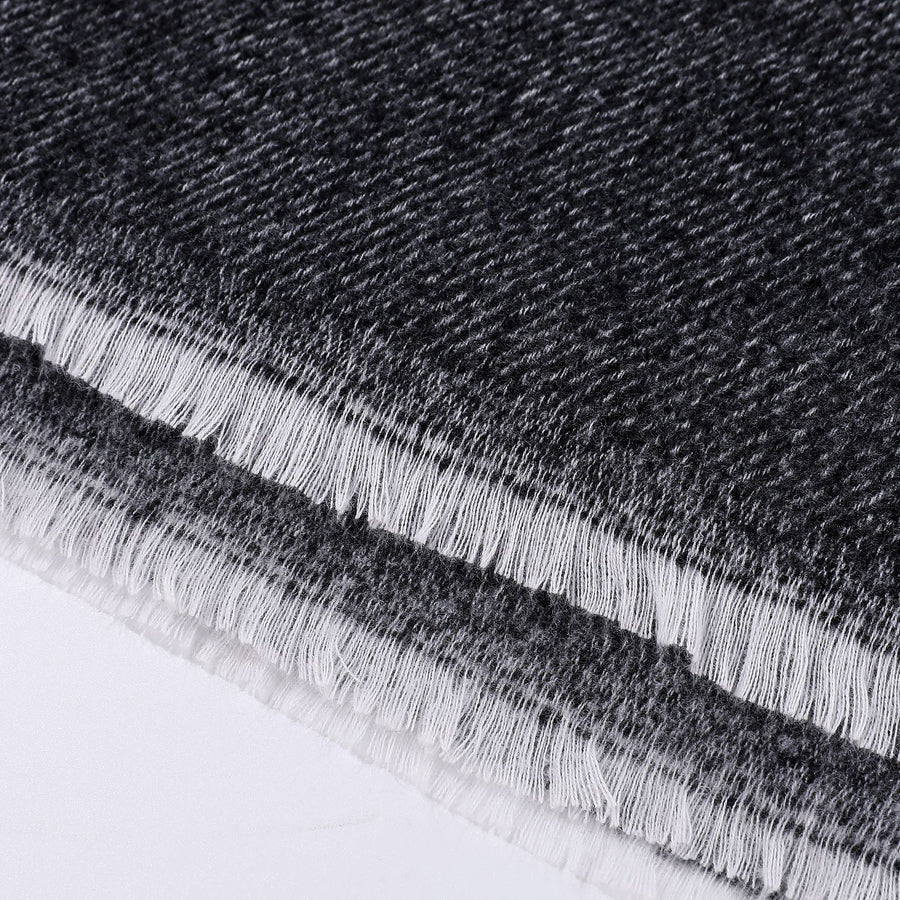 Solid Knit Poncho Shawl,Warm Fall/Winter Cape with Slit and Crossbar Design(Black)