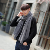 Black Imitation Cashmere Solid Scarf - Warm Winter Shawl for Men and Women - 45-Degree Angle