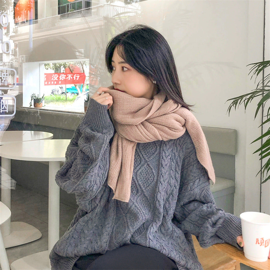 Dark gray Imitation Cashmere Solid Scarf - Warm Winter Shawl for Men and Women