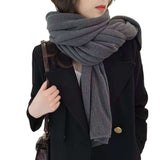 Dark gray Imitation Cashmere Solid Scarf - Warm Winter Shawl for Men and Women