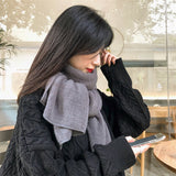 Dark gray Imitation Cashmere Solid Scarf - Warm Winter Shawl for Men and Women