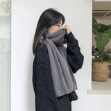 Dark gray Imitation Cashmere Solid Scarf - Warm Winter Shawl for Men and Women