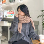Beige Imitation Cashmere Solid Scarf - Warm Winter Shawl for Men and Women
