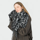 Stylish Animal Print Scarf - Warm Fall/Winter Shawl with Tassels, Imitation Cashmere(Rose pink)