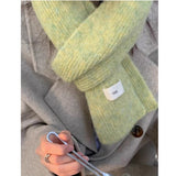 Yellow Cozy Knit Scarf - Soft Wool-Blend Winter Neck Wrap, Warm and Stylish - Top-Down View