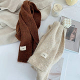 Yellow Cozy Knit Scarf - Soft Wool-Blend Winter Neck Wrap, Warm and Stylish - Rear View