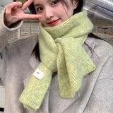 Gray Cozy Knit Scarf - Soft Wool-Blend Winter Neck Wrap, Warm and Stylish - Front View