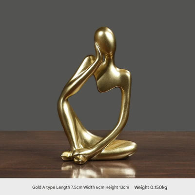 Nordic Abstract Resin Figurine - Modern Minimalist Home Decor Sculpture(Gold)