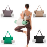 Yoga Mat Tote Bag - Durable Canvas Shoulder Bag for Outdoor Workouts & Travel(Grey) - Front View