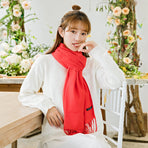 2pc Luxe Soft Imitation Cashmere Scarf - Warm Solid Tone Shawl with Elegant Fringe(Navy blue)